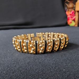 Joan Rivers Gold Tone "Beads" with Black Enamel Bars Bracelet